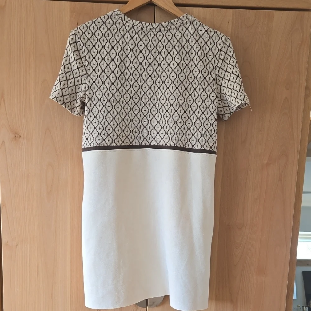 Zara Cream and Brown Geometric Tunic, Small, VGUC, Cabin Cottage Core